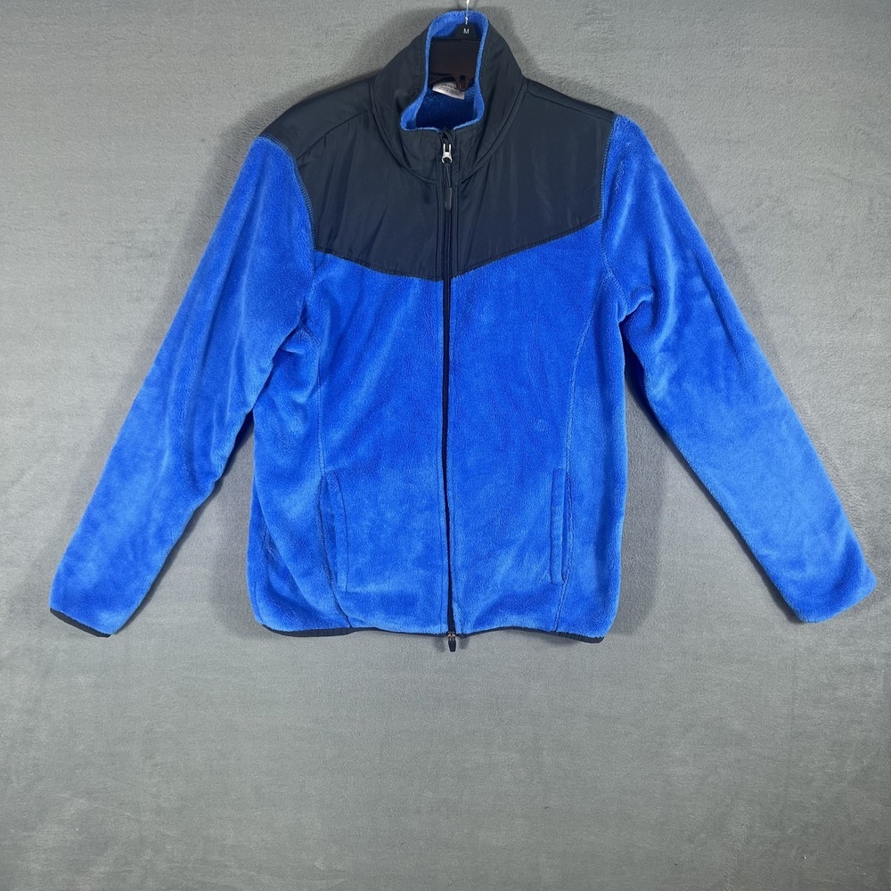 Danskin Now Women's L/G (12-14) Cobalt Splash Blue Black Full Zip Fleece Jacket